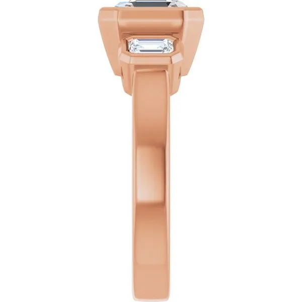 Bezel-Set Three-Stone Engagement Ring Image 4 The Jewelry Source El Segundo, CA