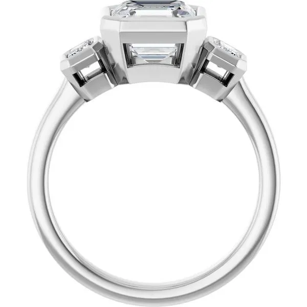 Bezel-Set Three-Stone Engagement Ring Image 2 The Jewelry Source El Segundo, CA