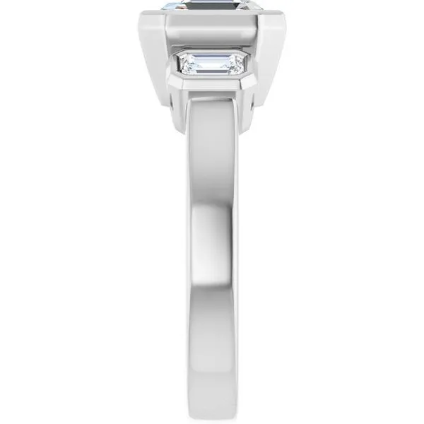 Bezel-Set Three-Stone Engagement Ring Image 4 Hudson Valley Goldsmith New Paltz, NY