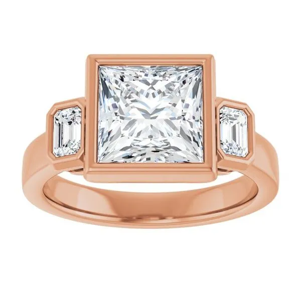 Bezel-Set Three-Stone Engagement Ring Image 3 Don's Jewelry & Design Washington, IA