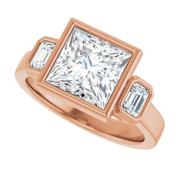 Bezel-Set Three-Stone Engagement Ring Image 5 Mark Jewellers La Crosse, WI