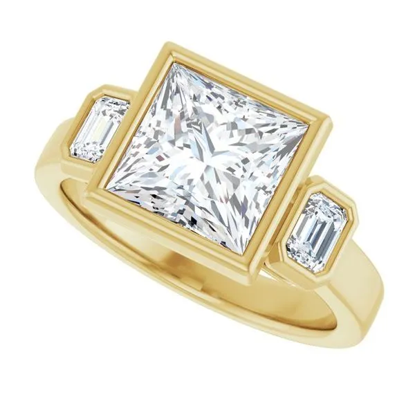 Bezel-Set Three-Stone Engagement Ring Image 5 Don's Jewelry & Design Washington, IA