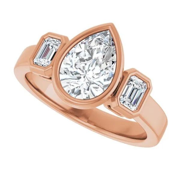 Bezel-Set Three-Stone Engagement Ring Image 5 Clater Jewelers Louisville, KY