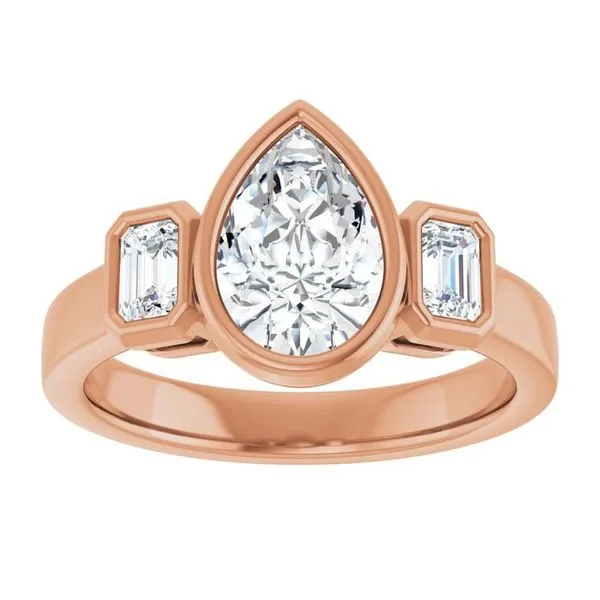 Bezel-Set Three-Stone Engagement Ring Image 3 Clater Jewelers Louisville, KY