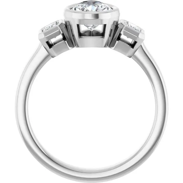 Bezel-Set Three-Stone Engagement Ring Image 2 Vulcan's Forge LLC KANSAS CITY, MO