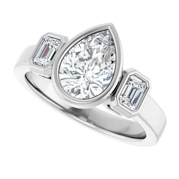 Bezel-Set Three-Stone Engagement Ring Image 5 Futer Bros Jewelers York, PA