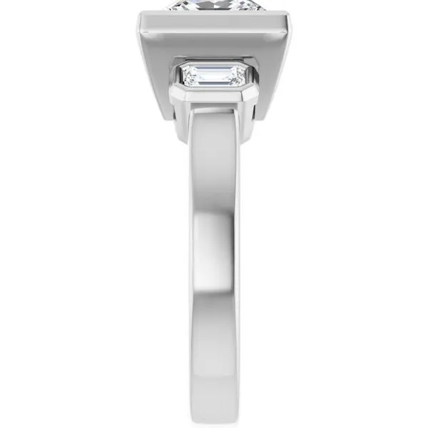 Bezel-Set Three-Stone Engagement Ring Image 4 J. Thomas Jewelers Rochester Hills, MI