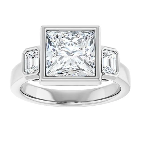 Bezel-Set Three-Stone Engagement Ring Image 3 Jimmy Smith Jewelers Decatur, AL