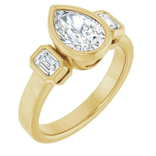 Bezel-Set Three-Stone Engagement Ring J. Thomas Jewelers Rochester Hills, MI