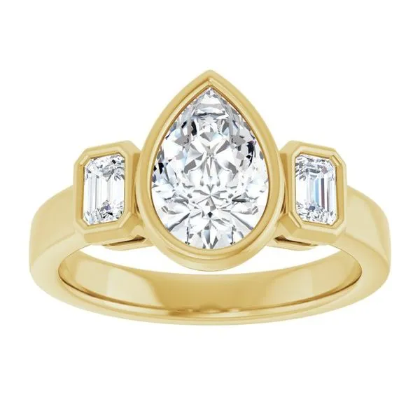 Bezel-Set Three-Stone Engagement Ring Image 3 J. Thomas Jewelers Rochester Hills, MI