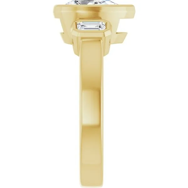 Bezel-Set Three-Stone Engagement Ring Image 4 JF Jones Jewelers Rochester, NY