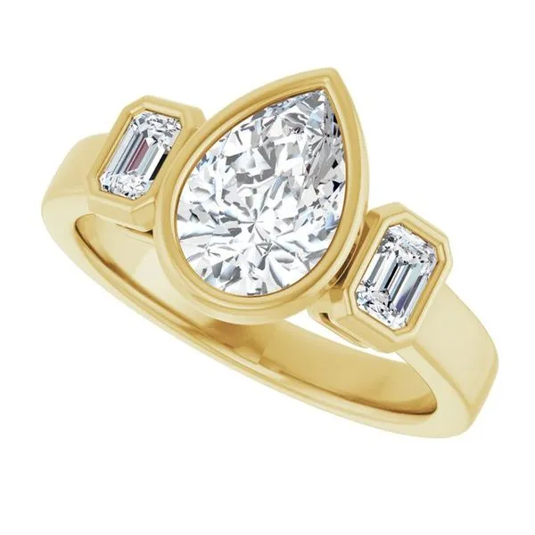 Bezel-Set Three-Stone Engagement Ring Image 5 Don's Jewelry & Design Washington, IA