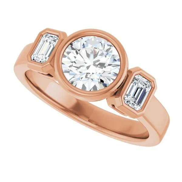 Bezel-Set Three-Stone Engagement Ring Image 5 Clater Jewelers Louisville, KY