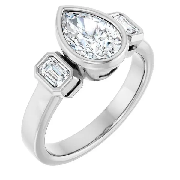 Bezel-Set Three-Stone Engagement Ring