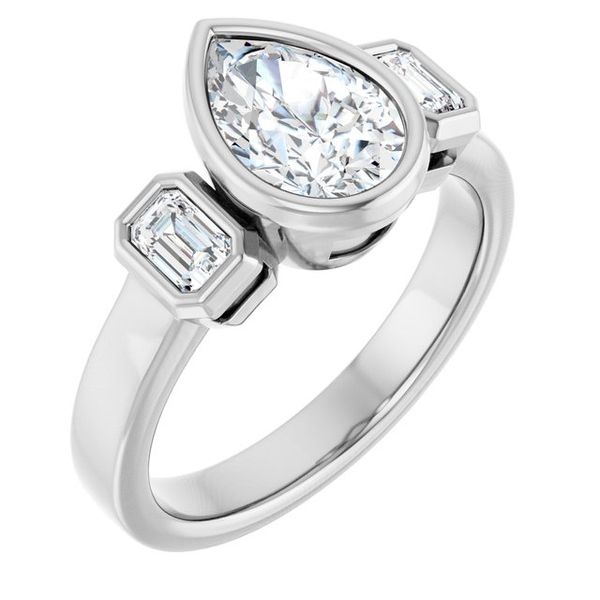 Bezel-Set Three-Stone Engagement Ring