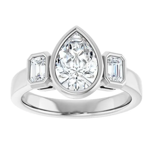 Bezel-Set Three-Stone Engagement Ring Image 3 Don's Jewelry & Design Washington, IA