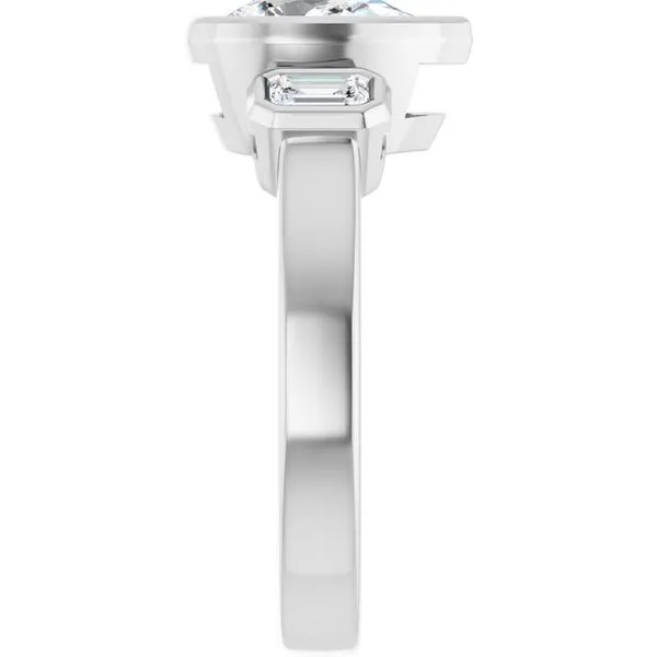 Bezel-Set Three-Stone Engagement Ring Image 4 Michael Szwed Jewelers Longmeadow, MA