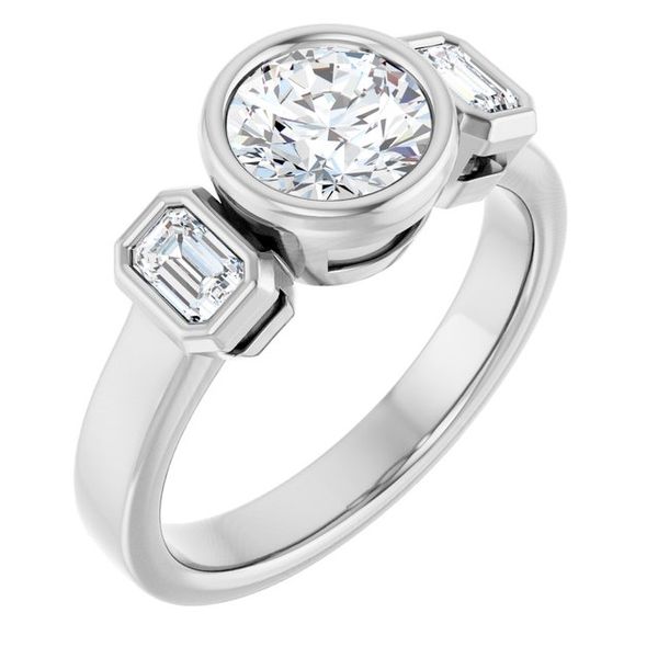 Bezel-Set Three-Stone Engagement Ring