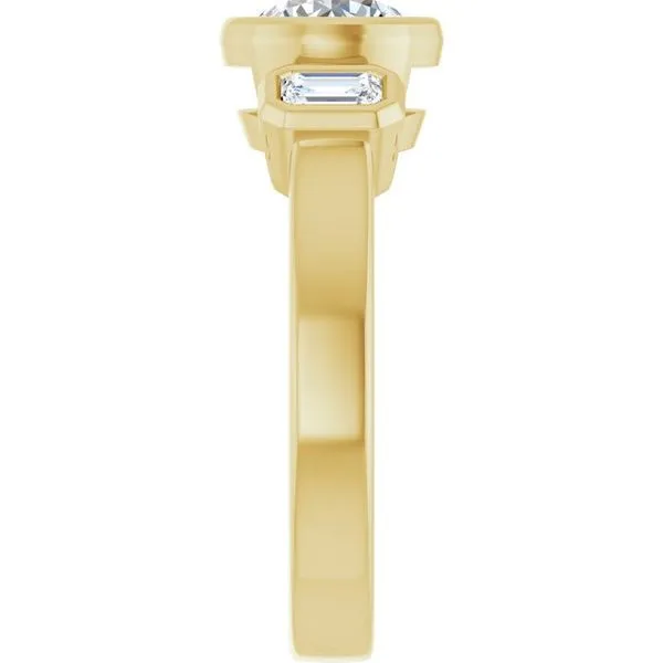 Bezel-Set Three-Stone Engagement Ring Image 4 Vulcan's Forge LLC KANSAS CITY, MO