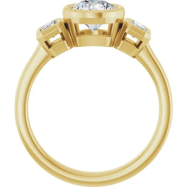 Bezel-Set Three-Stone Engagement Ring Image 2 J. Thomas Jewelers Rochester Hills, MI