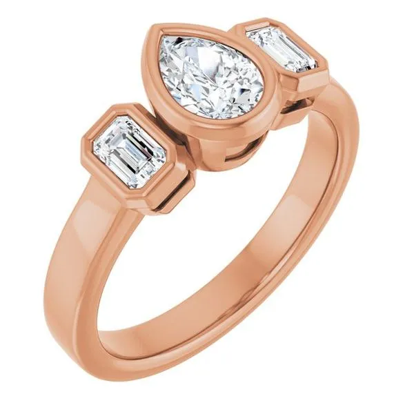 Bezel-Set Three-Stone Engagement Ring Stuart Benjamin & Co. Jewelry Designs San Diego, CA