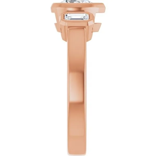 Bezel-Set Three-Stone Engagement Ring Image 4 J. West Jewelers Round Rock, TX