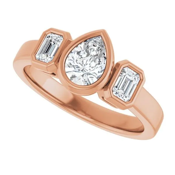 Bezel-Set Three-Stone Engagement Ring Image 5 J. Thomas Jewelers Rochester Hills, MI