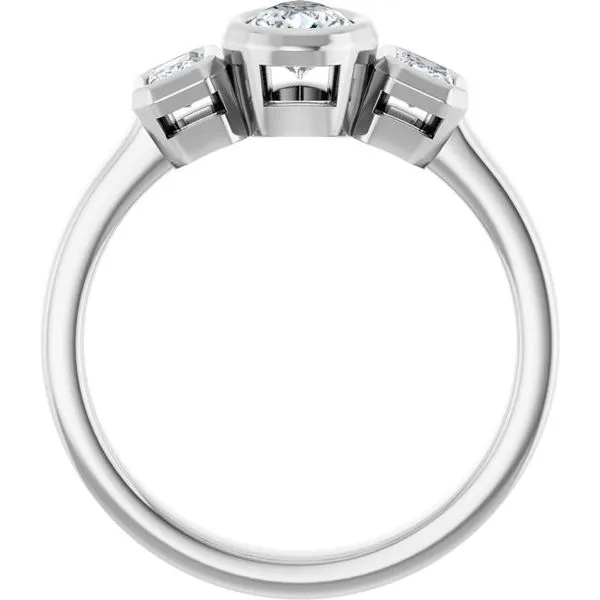 Bezel-Set Three-Stone Engagement Ring Image 2 Michael Szwed Jewelers Longmeadow, MA