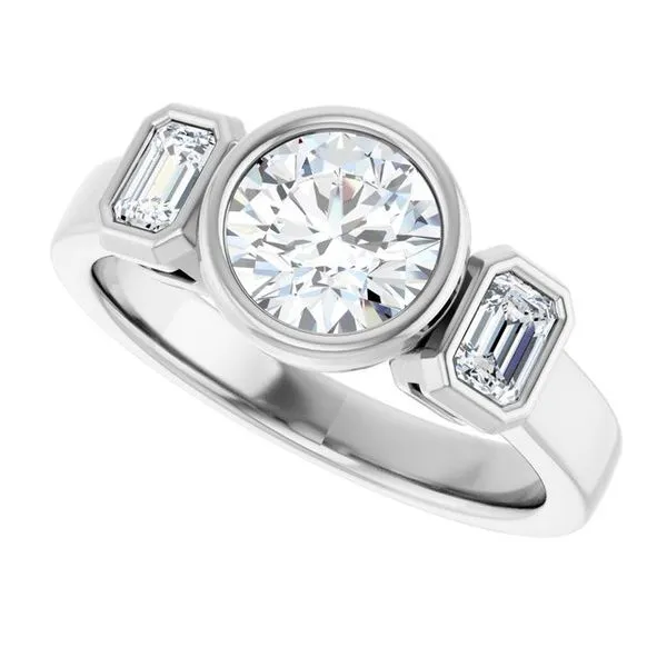 Bezel-Set Three-Stone Engagement Ring Image 5 Jimmy Smith Jewelers Decatur, AL