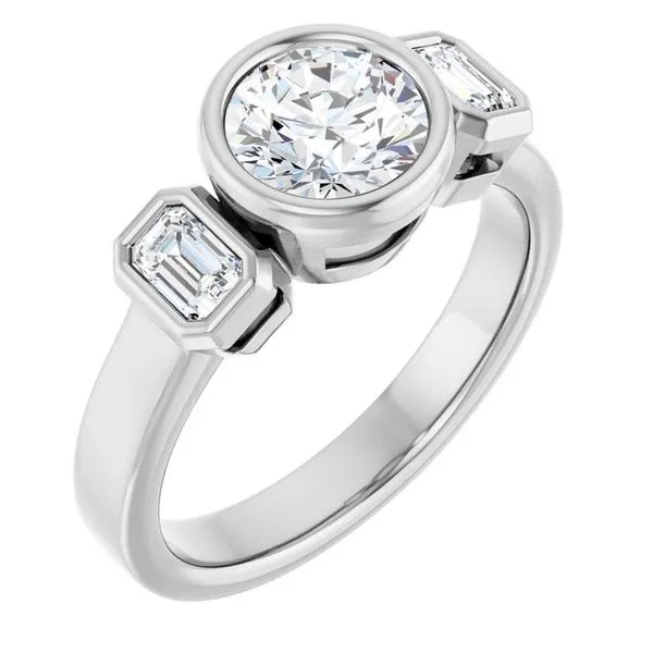 Bezel-Set Three-Stone Engagement Ring Don's Jewelry & Design Washington, IA