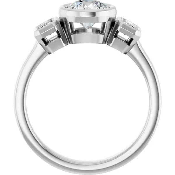Bezel-Set Three-Stone Engagement Ring Image 2 Futer Bros Jewelers York, PA