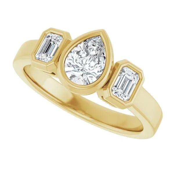 Bezel-Set Three-Stone Engagement Ring Image 5 J. Thomas Jewelers Rochester Hills, MI