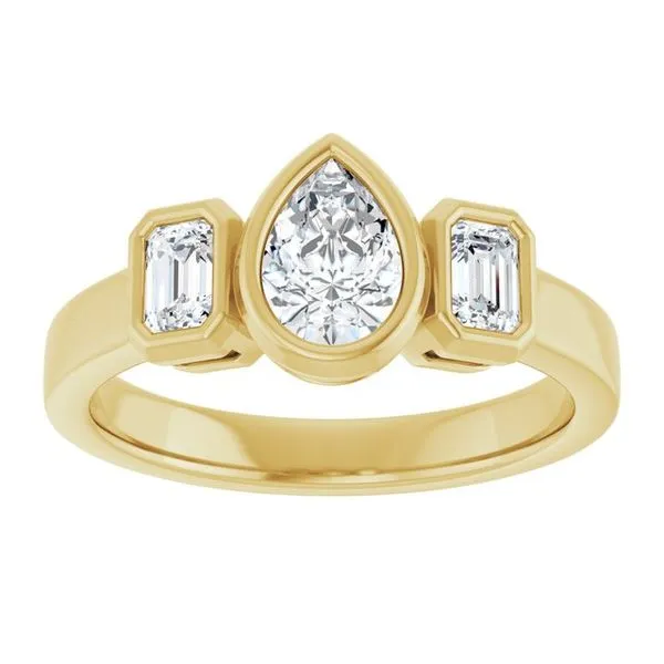 Bezel-Set Three-Stone Engagement Ring Image 3 J. Thomas Jewelers Rochester Hills, MI