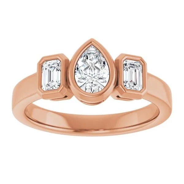 Bezel-Set Three-Stone Engagement Ring Image 3 Vulcan's Forge LLC KANSAS CITY, MO