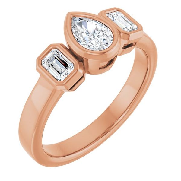 Bezel-Set Three-Stone Engagement Ring