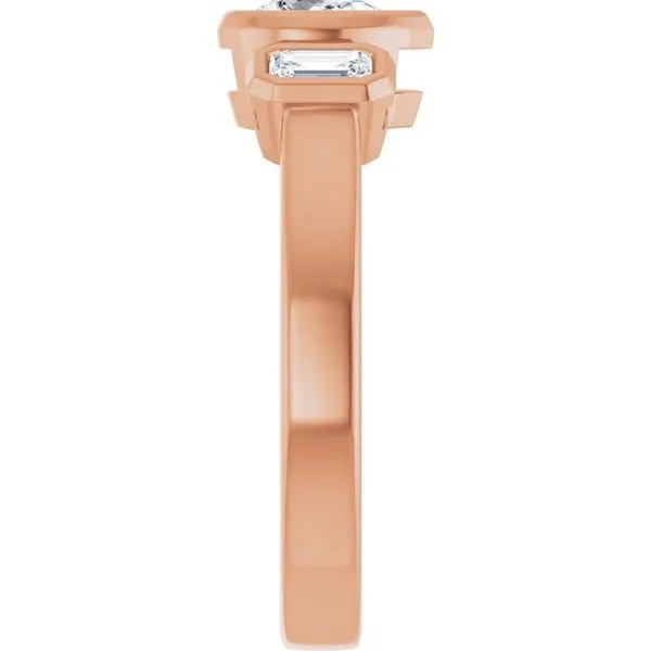 Bezel-Set Three-Stone Engagement Ring Image 4 JF Jones Jewelers Rochester, NY