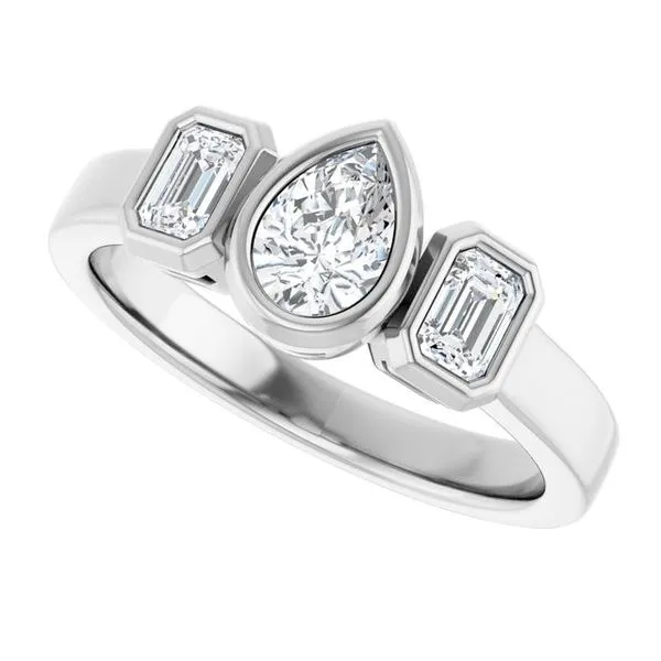 Bezel-Set Three-Stone Engagement Ring Image 5 Shipley's Fine Jewelry Hampstead, MD