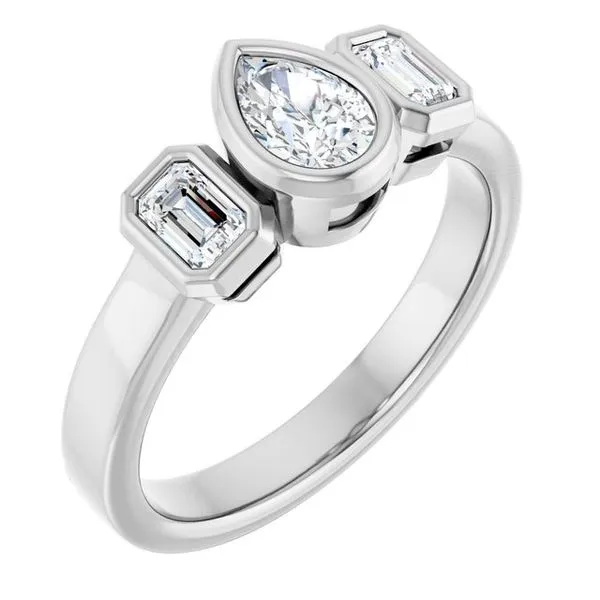 Bezel-Set Three-Stone Engagement Ring J. Thomas Jewelers Rochester Hills, MI