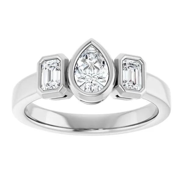 Bezel-Set Three-Stone Engagement Ring Image 3 J. Thomas Jewelers Rochester Hills, MI