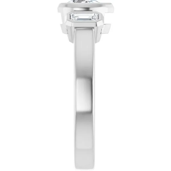 Bezel-Set Three-Stone Engagement Ring Image 4 J. Thomas Jewelers Rochester Hills, MI