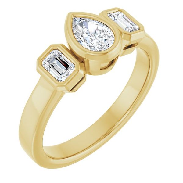 Bezel-Set Three-Stone Engagement Ring