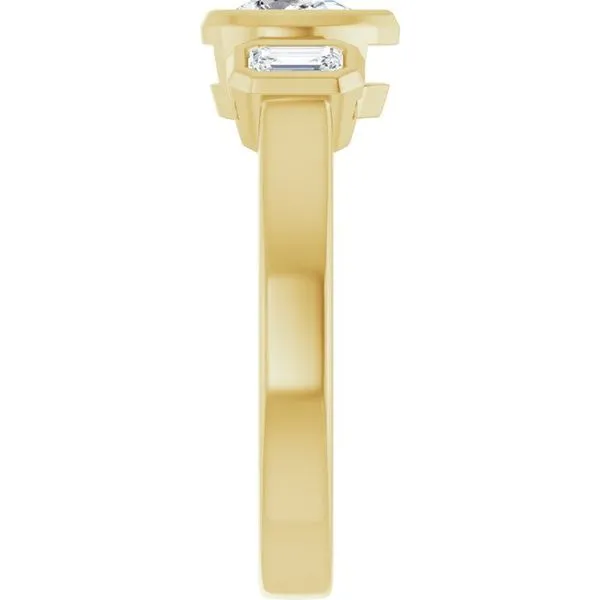 Bezel-Set Three-Stone Engagement Ring Image 4 J. West Jewelers Round Rock, TX