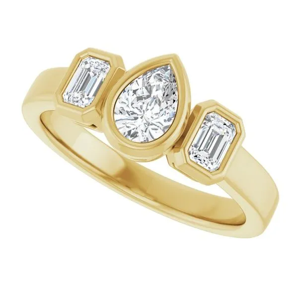 Bezel-Set Three-Stone Engagement Ring Image 5 Natale Jewelers Sewell, NJ