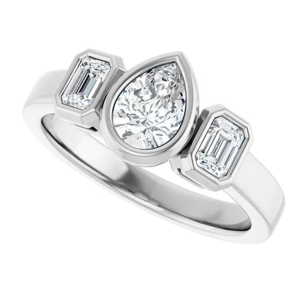 Bezel-Set Three-Stone Engagement Ring Image 5 Vulcan's Forge LLC KANSAS CITY, MO