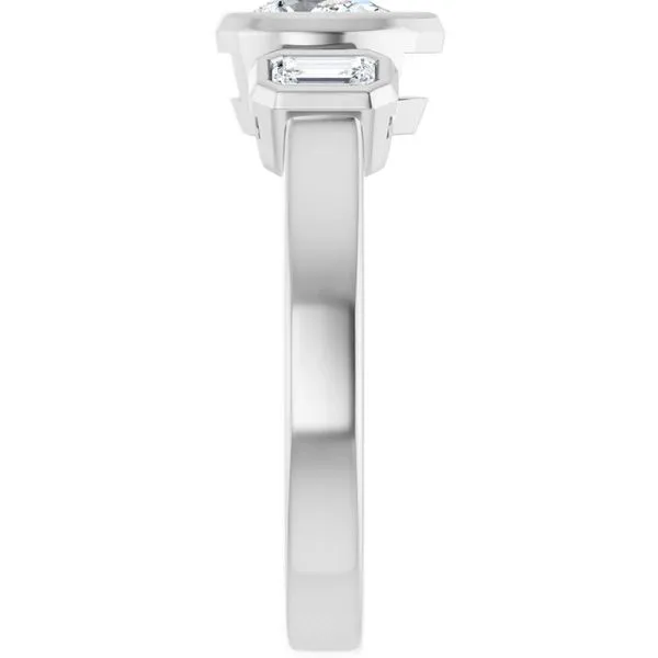 Bezel-Set Three-Stone Engagement Ring Image 4 JF Jones Jewelers Rochester, NY