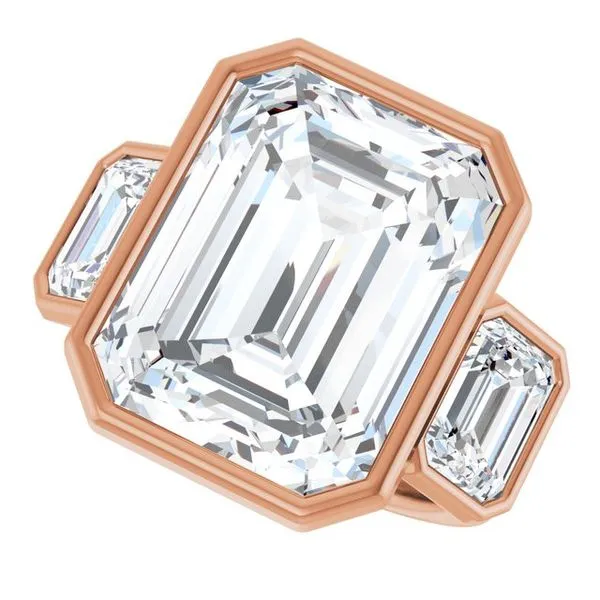 Bezel-Set Three-Stone Engagement Ring Image 5 Hudson Valley Goldsmith New Paltz, NY