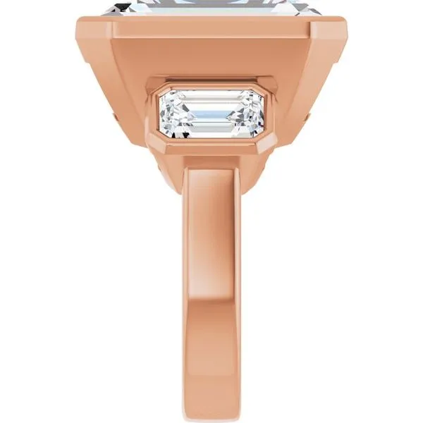 Bezel-Set Three-Stone Engagement Ring Image 4 Hudson Valley Goldsmith New Paltz, NY