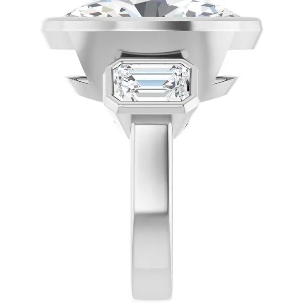 Bezel-Set Three-Stone Engagement Ring Image 4 J. Thomas Jewelers Rochester Hills, MI