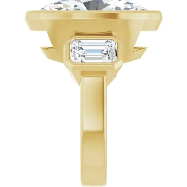 Bezel-Set Three-Stone Engagement Ring Image 4 The Jewelry Source El Segundo, CA