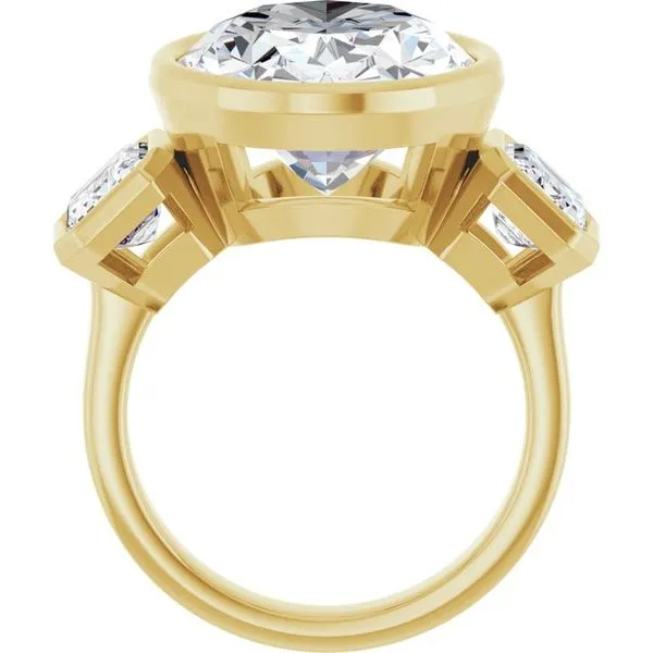 Bezel-Set Three-Stone Engagement Ring Image 2 JF Jones Jewelers Rochester, NY